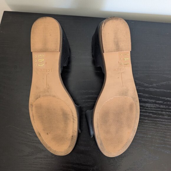 Black Leather Scalloped Peep Toe Flats 8 Slip On Shoe J. by J Crew - Picture 5 of 6